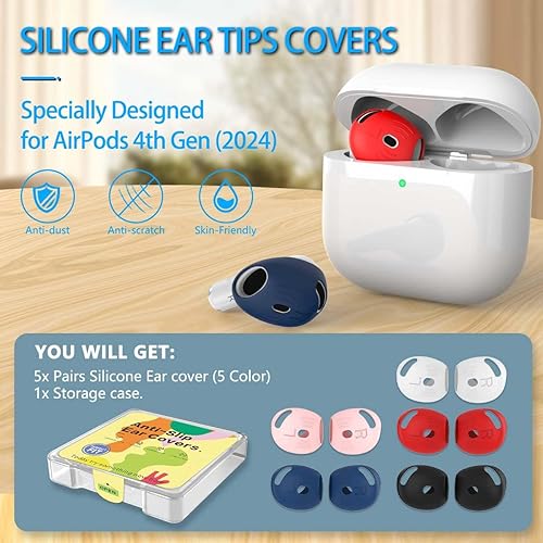 Miniatura 2 de 5 pares de almohadillas para AirPods 4, funda de auriculares de silicona AirPod 4 antideslizante y suave, accesorios para Air Pod 4 compatibles con