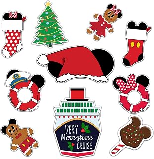 10 Pcs Christmas Door Decorations, Festival Magnetic Decorations for Cabin Door, Reusable Magnets for DCL and Major Cruise Lines