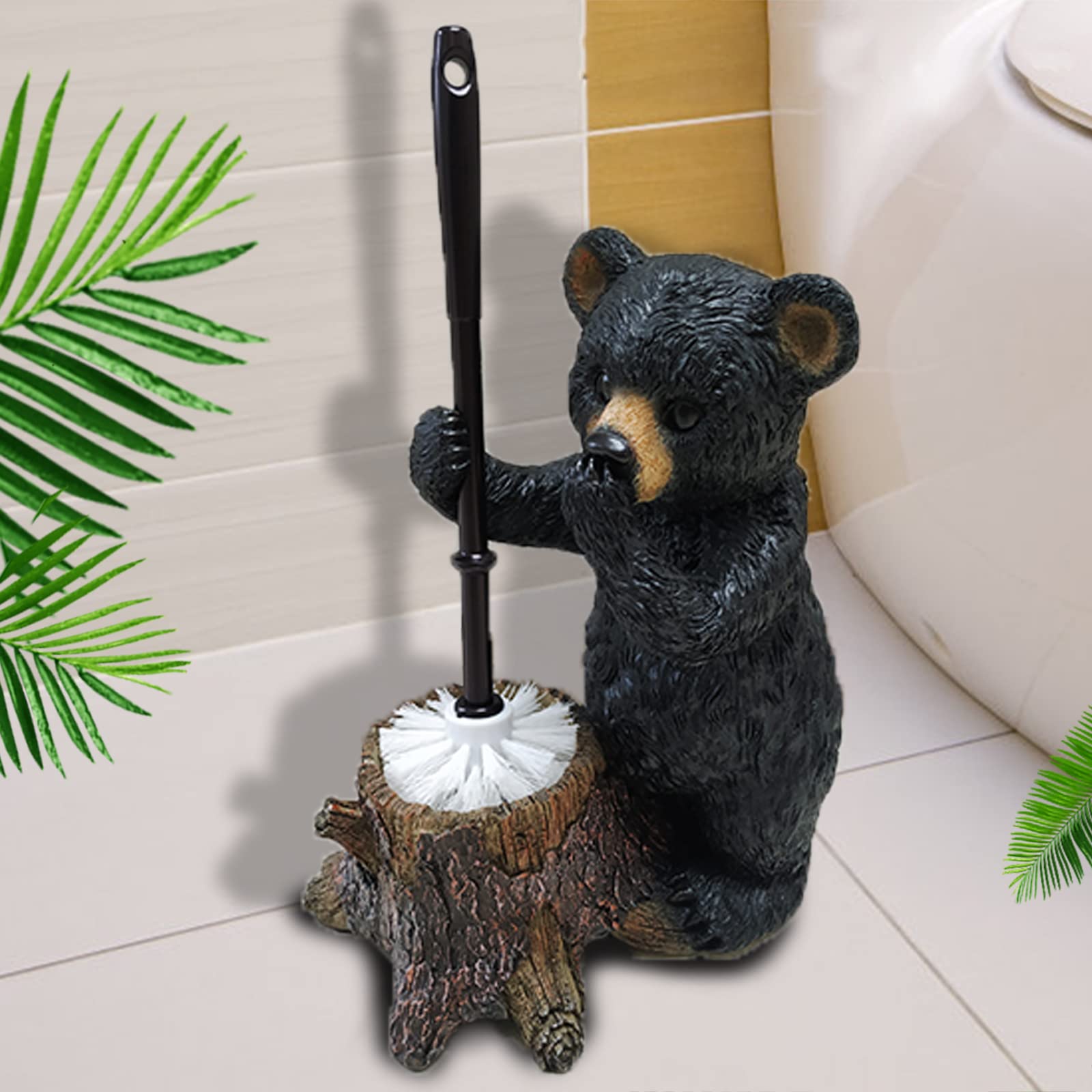 WC-Bürstenhalter-Set für Badezimmer, super niedlicher Bärensockel, solide WC-Bürste und Halter, Flexibler und langlebiger Stil, stilvolle WC-Reinigungsbürste, platzsparend, WC-Bürsten für Badezimmer