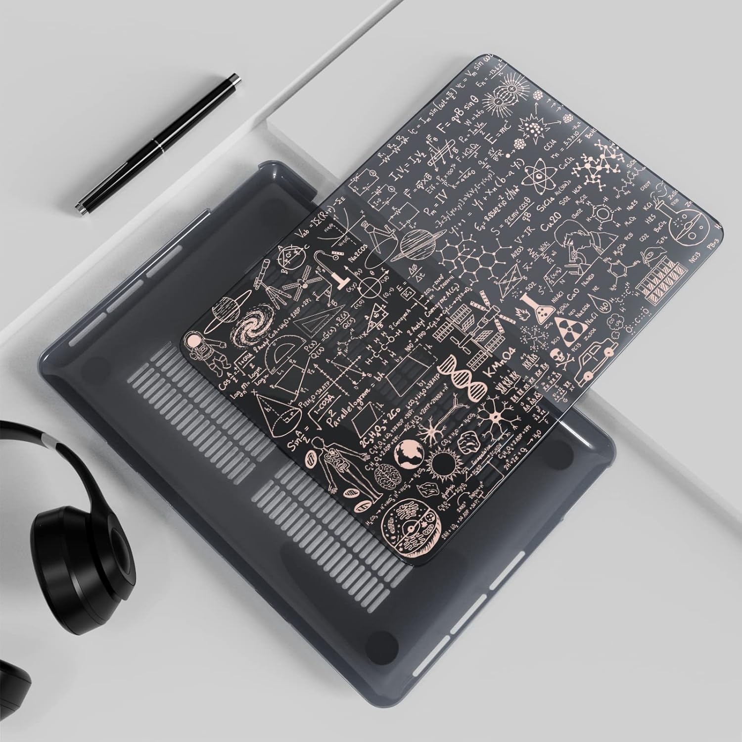 Laptop Case for MacBook Pro 13 Inch 2022-2020 Release : A2338 M2 M1 A2289 A2251 A2159 A1989 A1706 A1708, Laptop case and Keyboard Cover, Formula Diagram (Rose Gold) 3