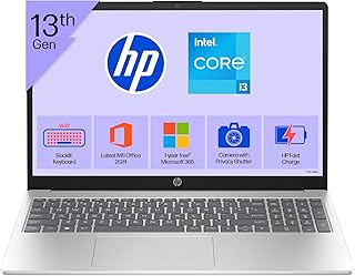 HP 15, 13th Gen Intel Core i3-1315U, (8GB DDR4,512GB SSD) Anti-Glare, Micro-Edge, FHD,15.6''/39.6cm, Win11,M365 Basic(1yr),Office24, Silver,1.59kg, fd0572TU, FHD Camera w/Shutter, Backlit Laptop