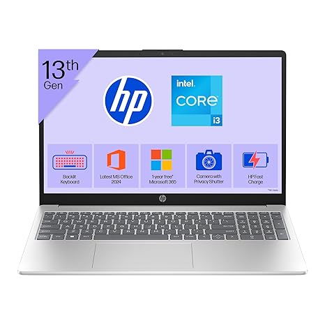 HP 15, 13th Gen Intel Core i3-1315U, (8GB DDR4,512GB SSD) Anti-Gl...