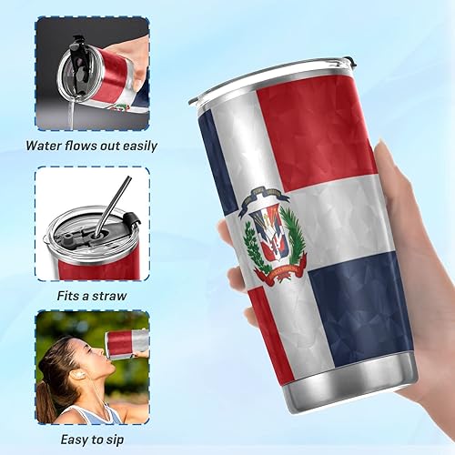 Miniatura 4 de Vaso de café aislado con la bandera de República Dominicana para el regreso a clases, contenedor de bebidas para la oficina, taza de viaje