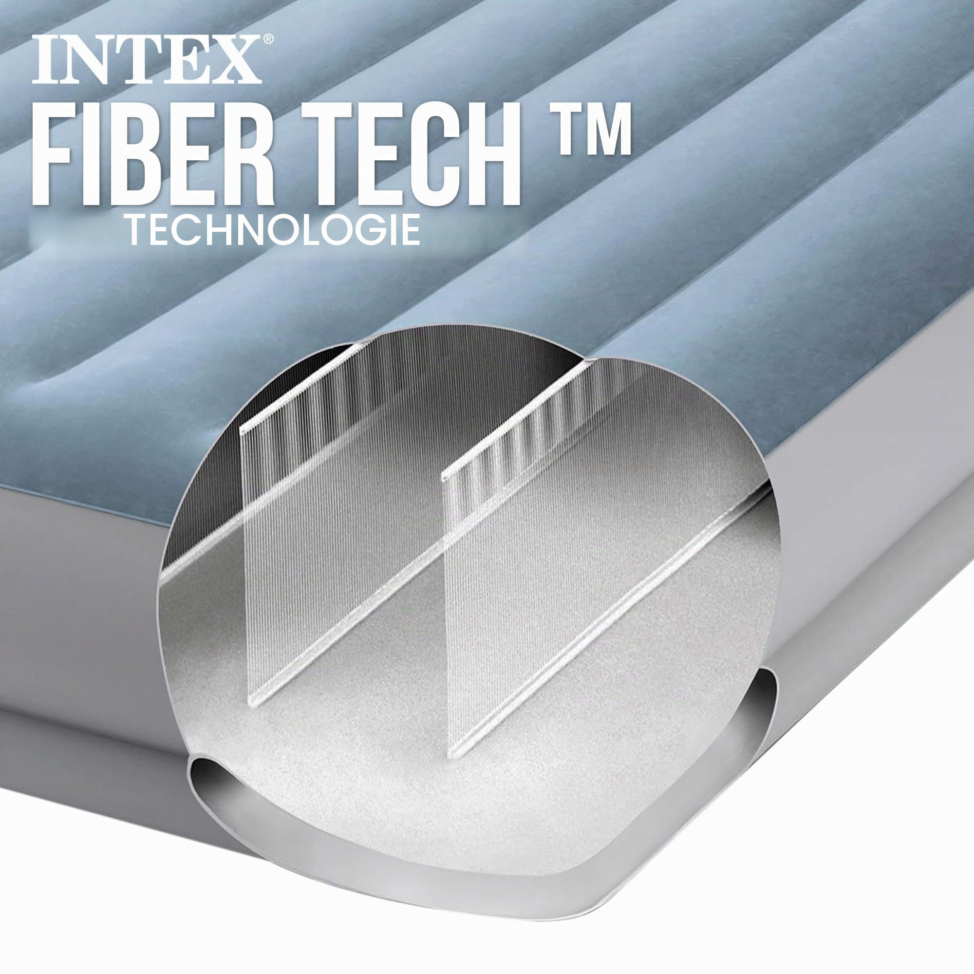 INTEX "Prestige Mid-Rise" Luftbett für 1 Person (152x203x36 cm) max. 272 KG – mit integrierter USB-Pumpe – Gästebett aufblasbares Bett Camping Matratze mit Fiber-Tech (64159)