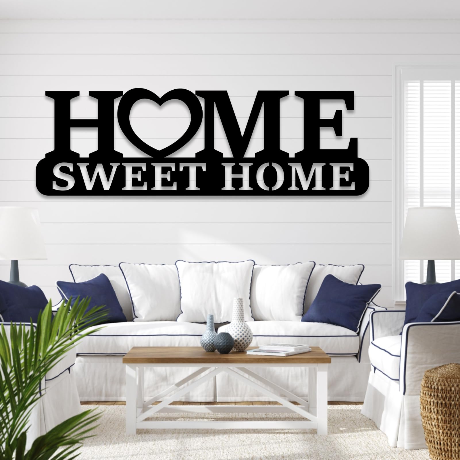 Rodzinna metalowa dekoracja ścienna, znak powitalny Home Sweet Home, metalowa dekoracja ścienna do sypialni, salonu, biura, złota 48 x 16