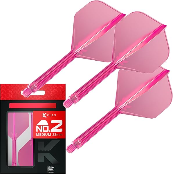 Target Darts K Flex Fléchettes et Arbres Intégrés, No.2 | Pack de 3 Fléchettes Moulées K-Flex - No2, Kflex All in One Flèche et Tige de Fléchettes Moulées Longueurs: Court, Intermédiaire et Moyen - 1