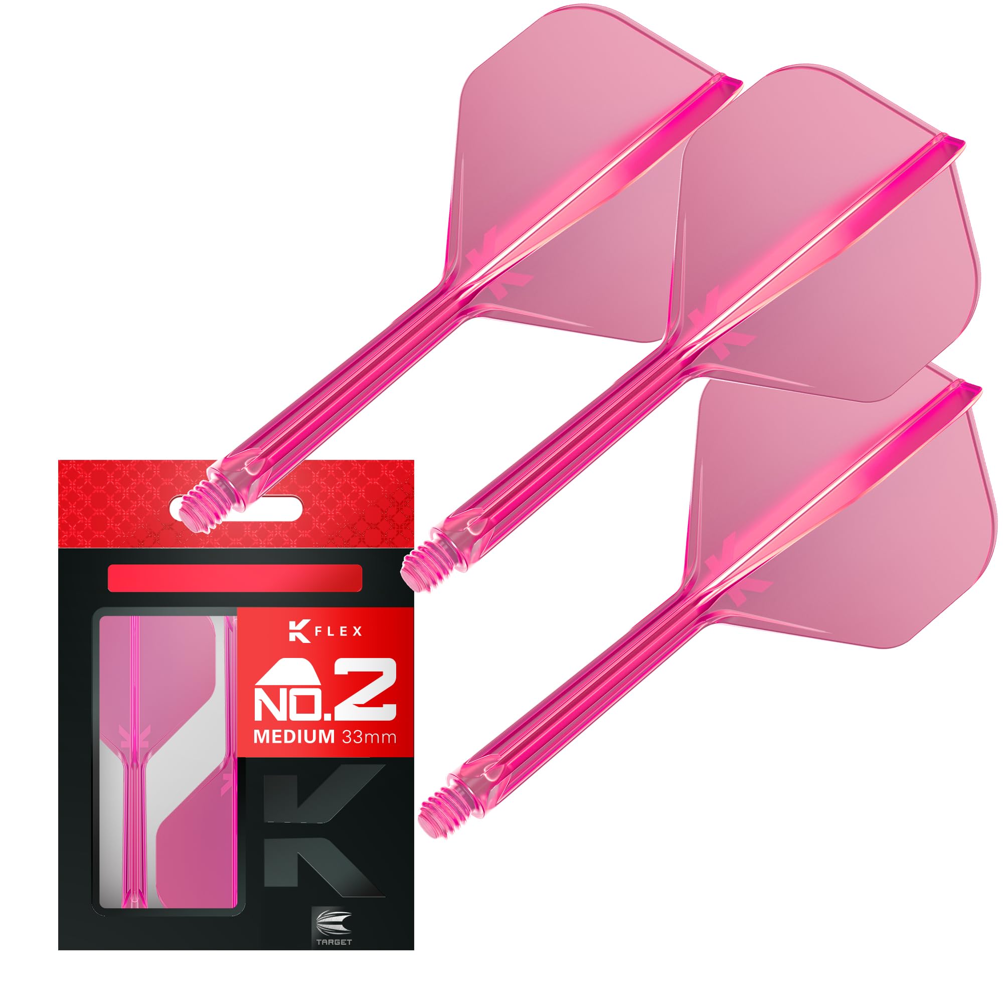 Target Darts K Flex Integrated Dart Flights And Shafts, No.2 | Pack Of 3 K-Flex - No2, Kflex All In One Moulded Dart Flight & Stem Lengths: Short, Intermediate & Medium | Professional Dart Accessories