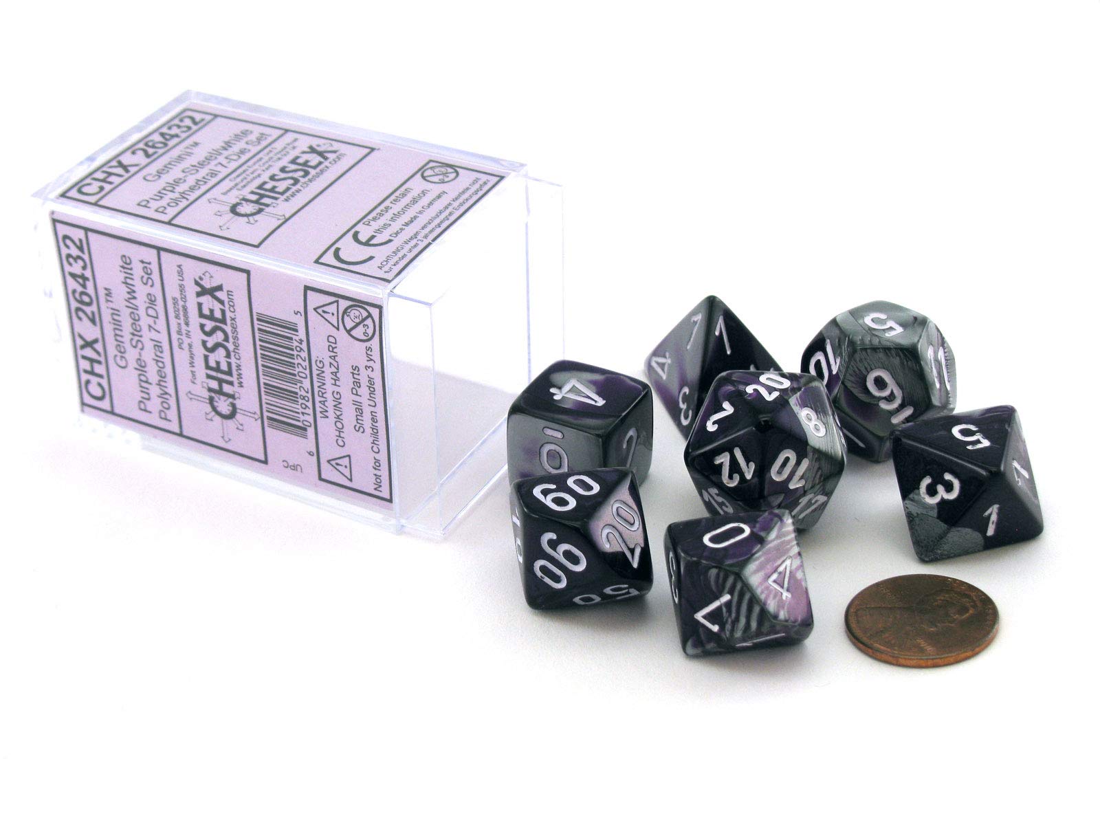 Amazon.com: Chessex Dice Polyhedral 7-Die Gemini Set - Purple