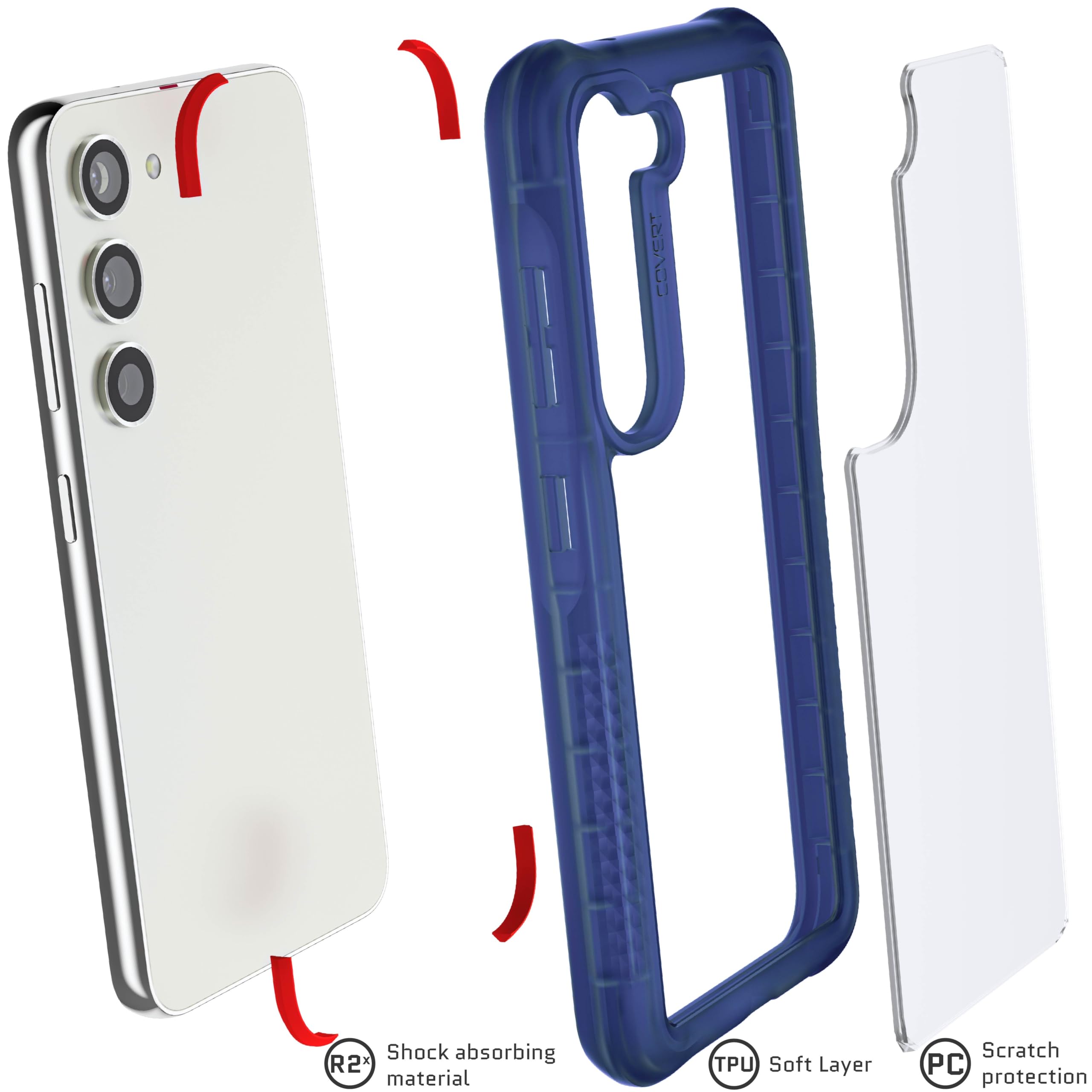 Ghostek Covert - Funda transparente para Samsung Galaxy S23 con protección de grado militar a prueba de golpes, agarre antideslizante, funda protectora de silicona diseñada para Galaxy S23 2023 (6.1