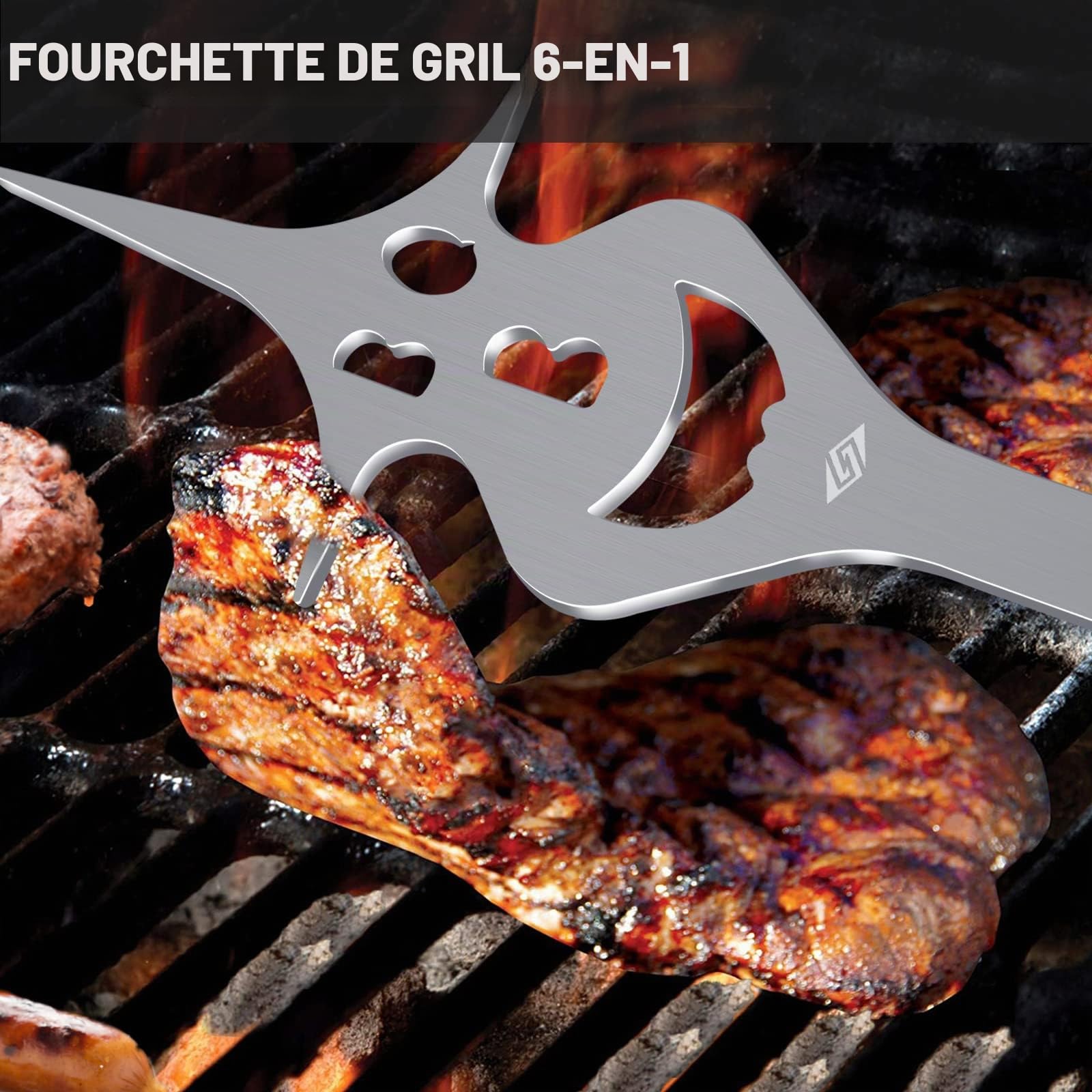 Steven-Bull Ensemble d'outils de Barbecue, Accessoires Extra Longs pour Gril extérieur