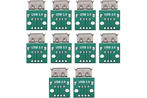 10Pcs USB Type A Female Breakout Board 2.54mm Pitch Adapter Connector for Power Supply