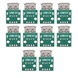 10Pcs USB Type A Female Board 2.54mm Pitch Connector 4 Pins DIP Socket Board for Power Supply