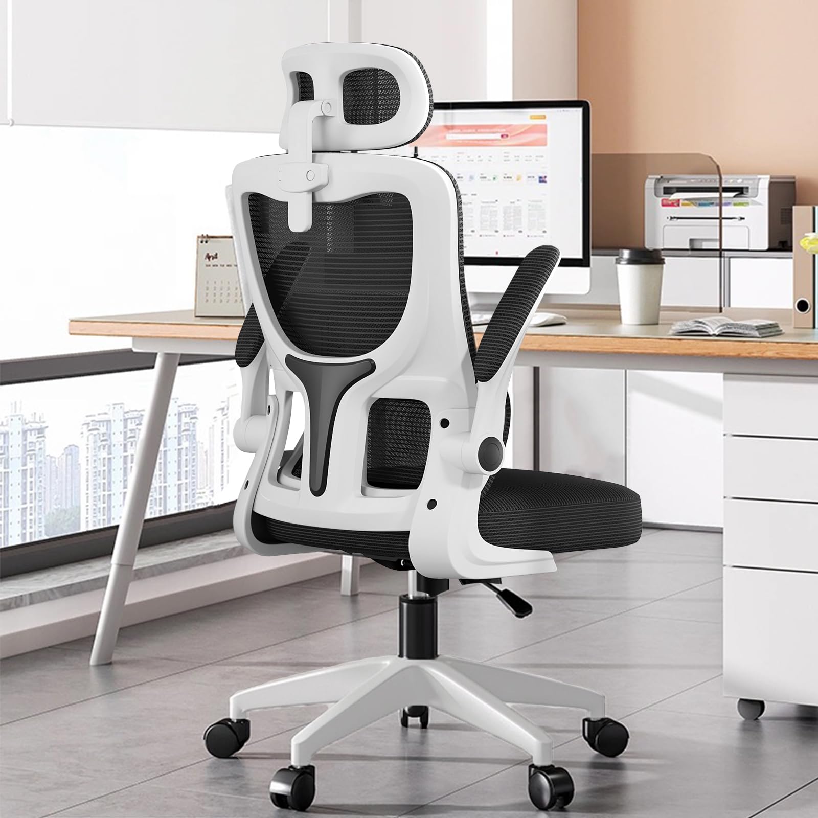 Chaise de bureau ergonomique contre le mal de dos avec support lombaire ajustable
