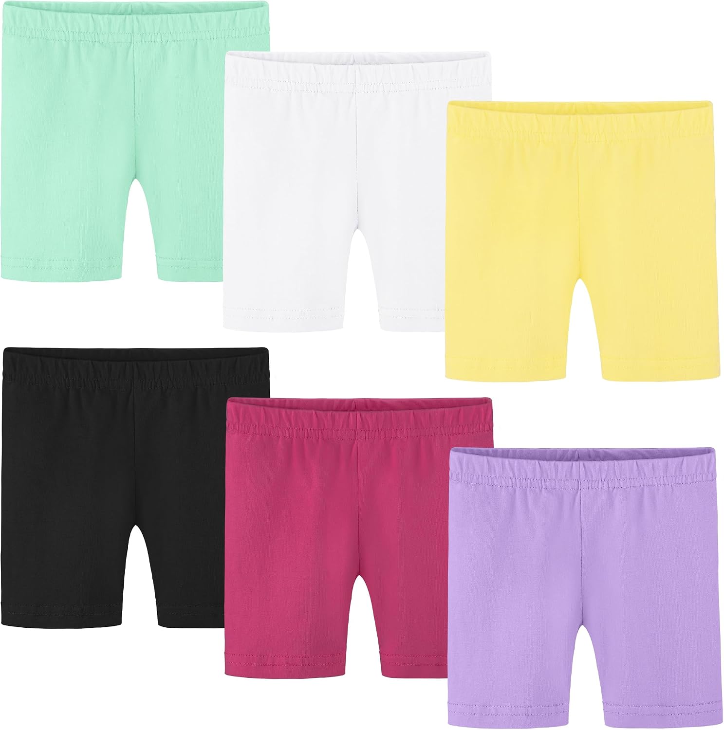 Ruisita 6 Pack Baby Toddler Girls Cotton Bike Shorts Soft Girl Thickened Cartwheel Shorts Solid Safety Dance Short for Kids