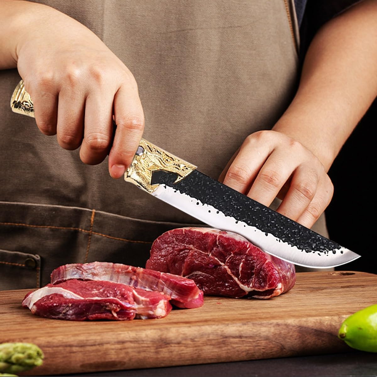 Meat Cleaver, Meat Cleaver Stainless Steel Boning Knife Chef Knife Slicing Knife butcher knife Multipurpose Knives Cooking Tools(Style A with Cover)
