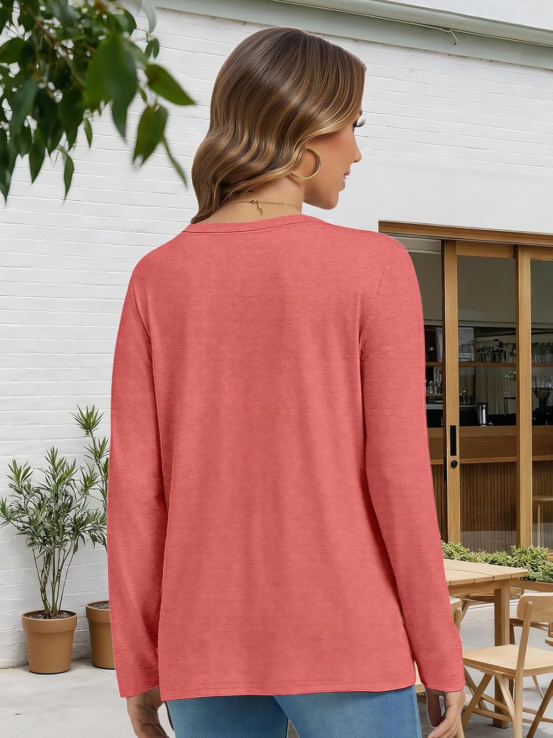 Womens Hiking Mountain Shirt Nature Sunrise Funny Pine Tree River Graphic T Shirt Long Sleeve Workout Tee Top - Image 5