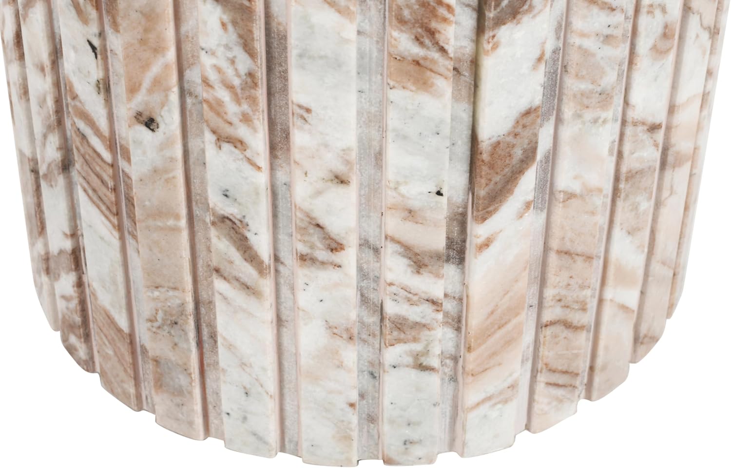Meridian Furniture 248Brown-ET Genoa Collection Art Deco End Table with Handcrafted Genuine Marble, Brown Marble with Light Grey Veining, 18" W x 18" D x 20" H, Brown