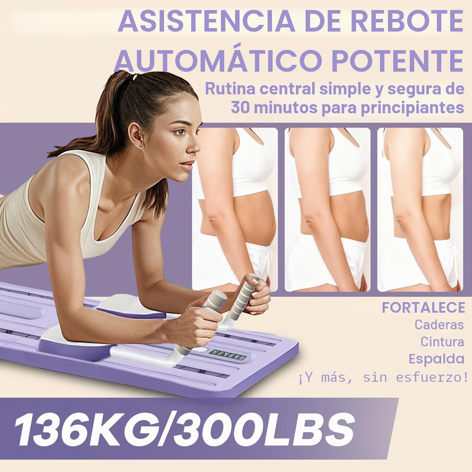 Roadtime Pilates Reformer 6 en 1 Upgraded Faltbarer Pilates Board Compact Set para Rodilleras & Multifunktional Bauchtrainer,Bauchmuskelbrett con Auto-Rückrebote para casa y en el gimnasio