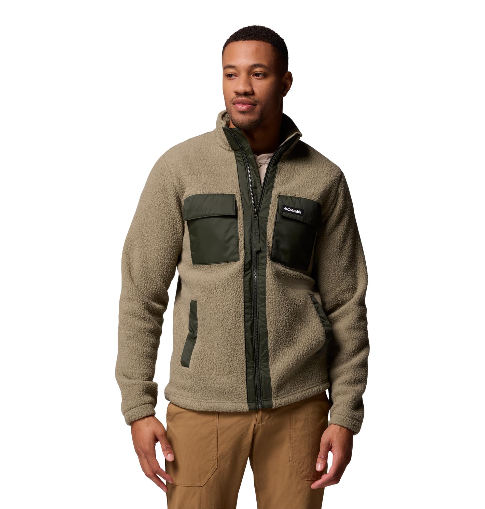 Columbia Men's Juniper Peak Full Zip Fleece, Full Zip Fleece Jacket, Stone Green/Greenscape, Small