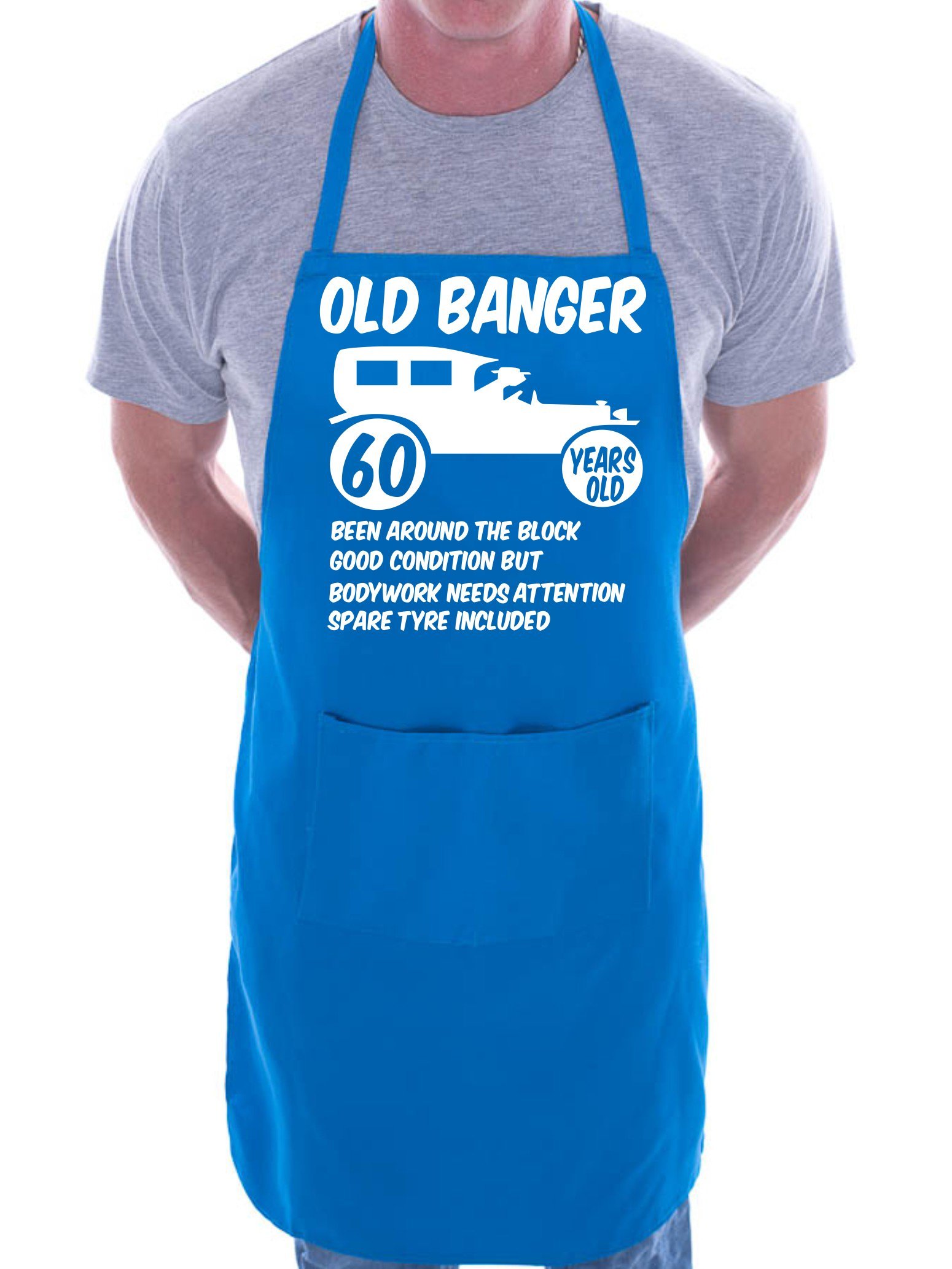 Print4U 60th Birthday Old Banger BBQ Cooking Funny Novelty Apron Blue