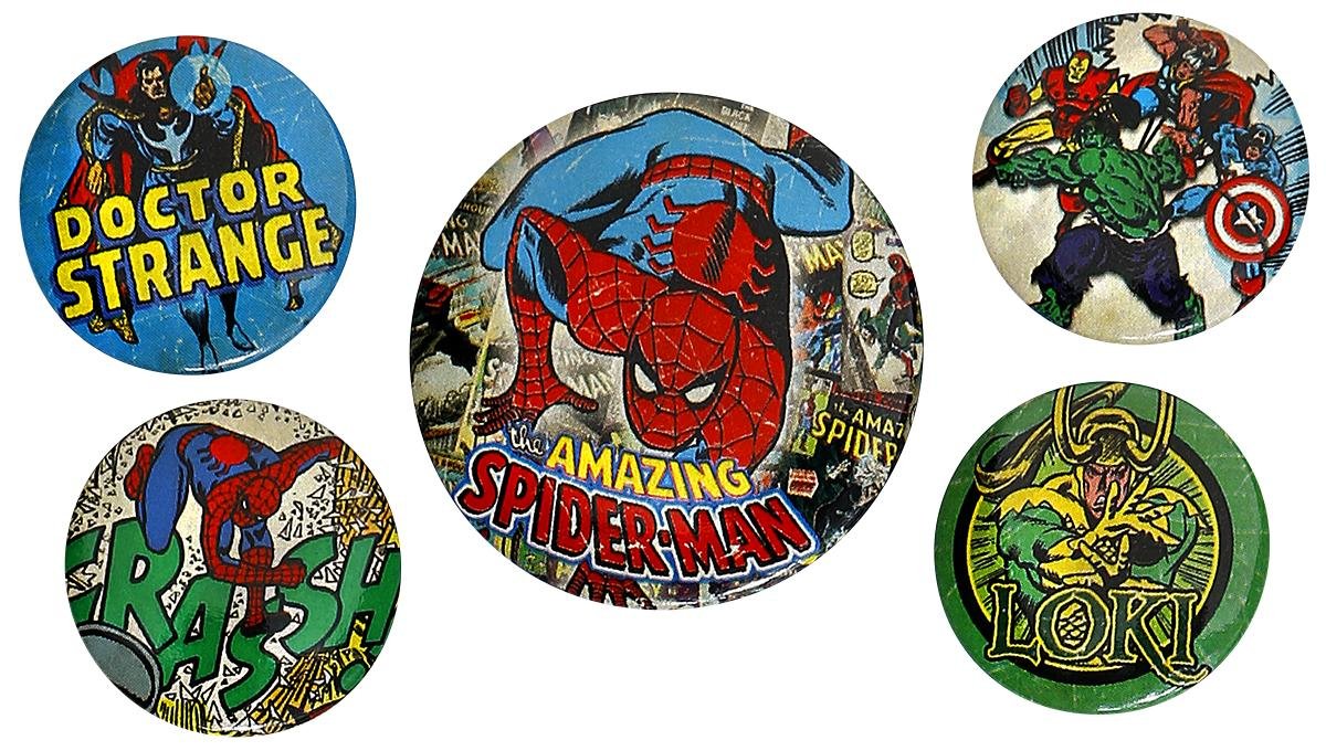 Marvel Retro - Badge Pack Spider-Man, 4 x 25 mm & 1 x 38 mm