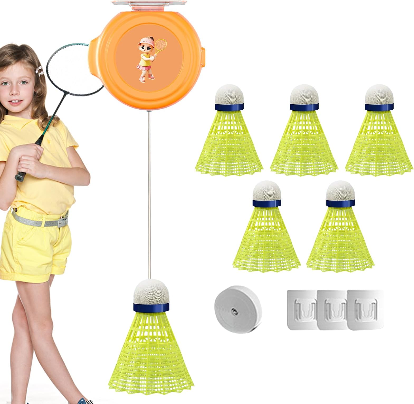Badminton Single-Player Rebound Trainer | Badminton Trainer | Single Training Kit Agility Training with Elastic Cords for Kids Adult