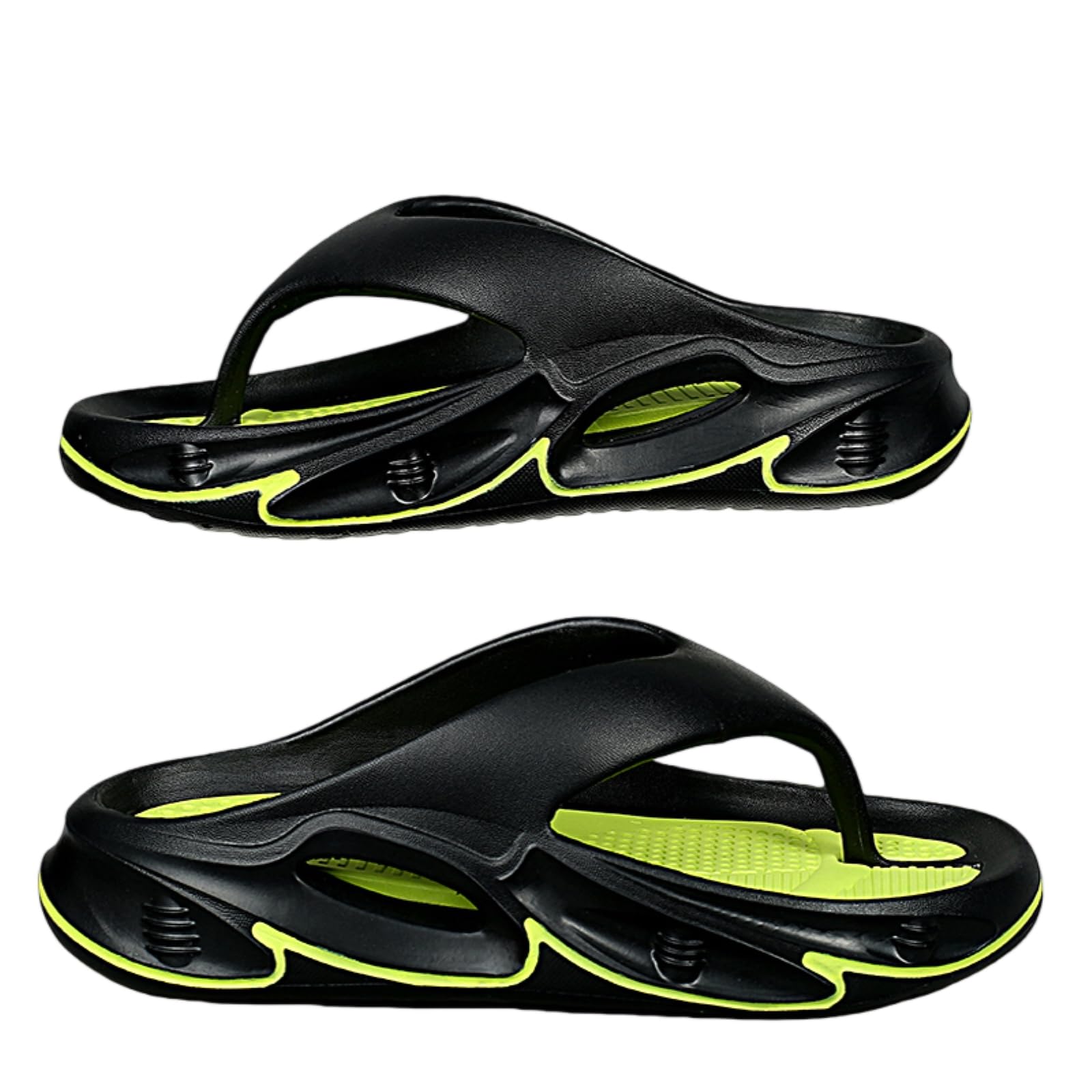 Gyios Flip Flops Men Outdoor Indoor Slippers Thick Soft Sole Beach Sandals Non-slip Bathroom Home Women Flops-black Green-38-39