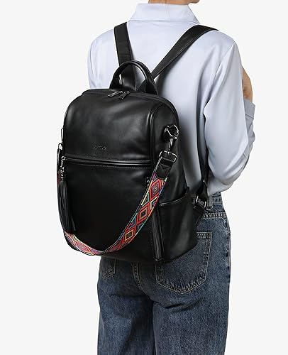 Miniatura 4 de FADEON mochila de piel para mujer, bolsa de diseño para llevar en el hombro, mochila de viaje convertible y a la moda