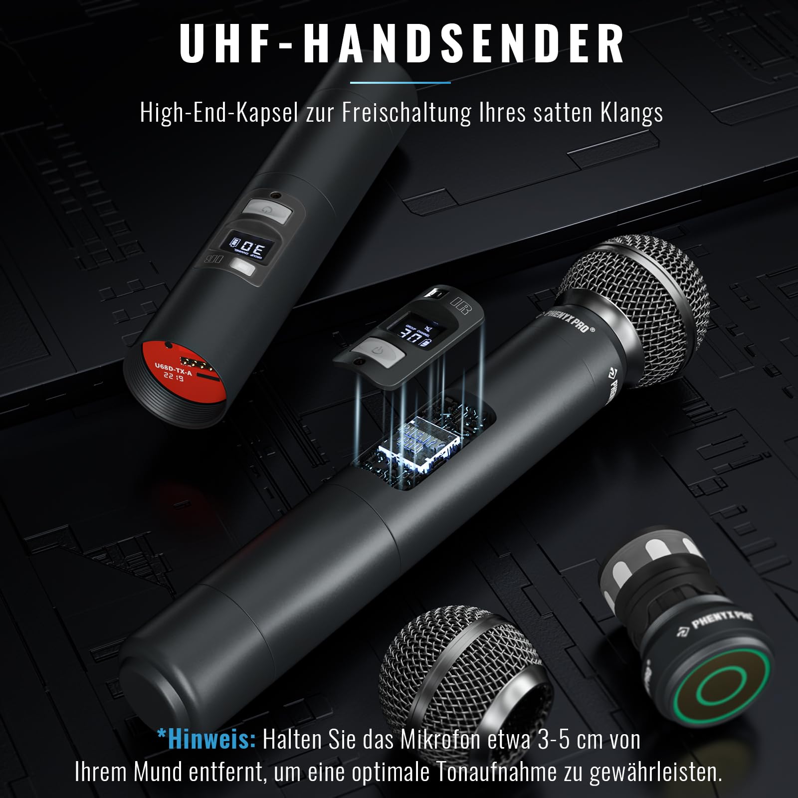 Phenyx Pro 8-Kanal UHF Auto Scan Funkmikrofon-System PTU-6000-8H | 8 dynamische Handmikros, 8 x 40 Frequenzen, 328 ft Reichweite, Live-Gesang, Gottesdienste, Karaoke-Events