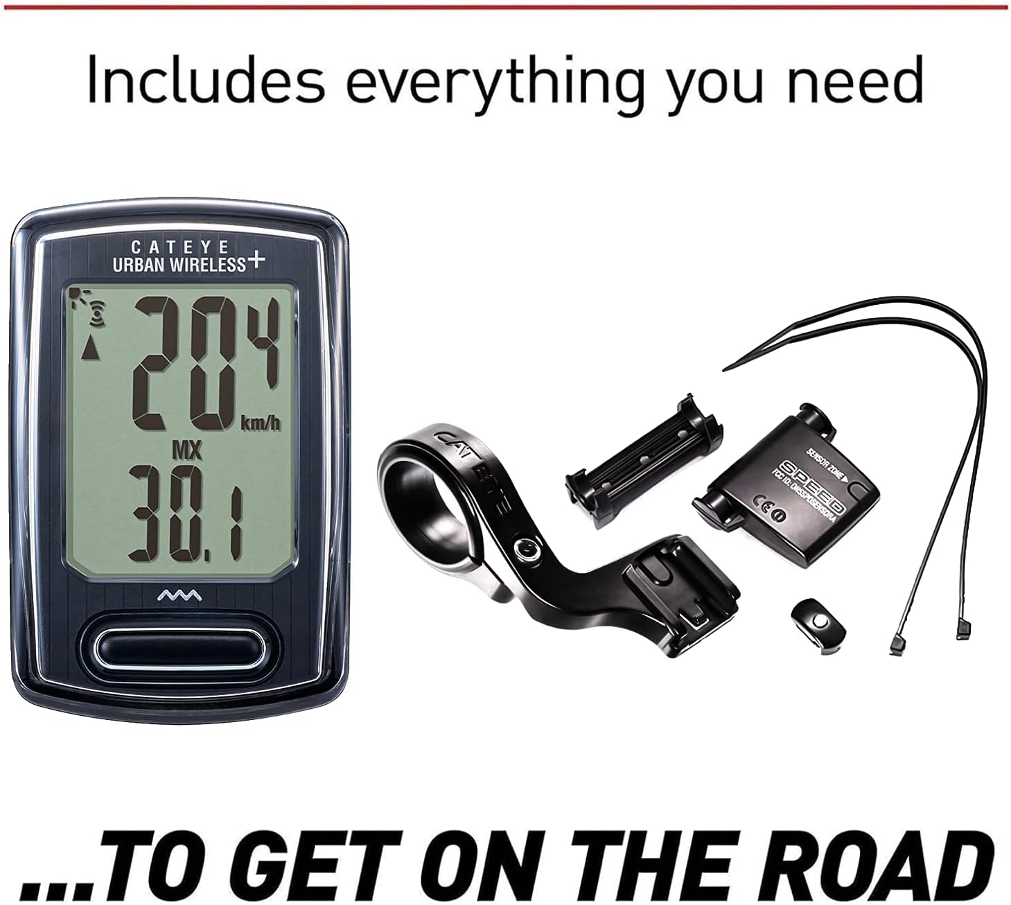 CATEYE Urban Wireless+ Bike Computer – Wireless Speedometer with Backlight, Calorie Tracking, FlexTight™ Mount, Auto Start/Stop, 1 Year Battery Life, for Road, MTB, Gravel Cycling