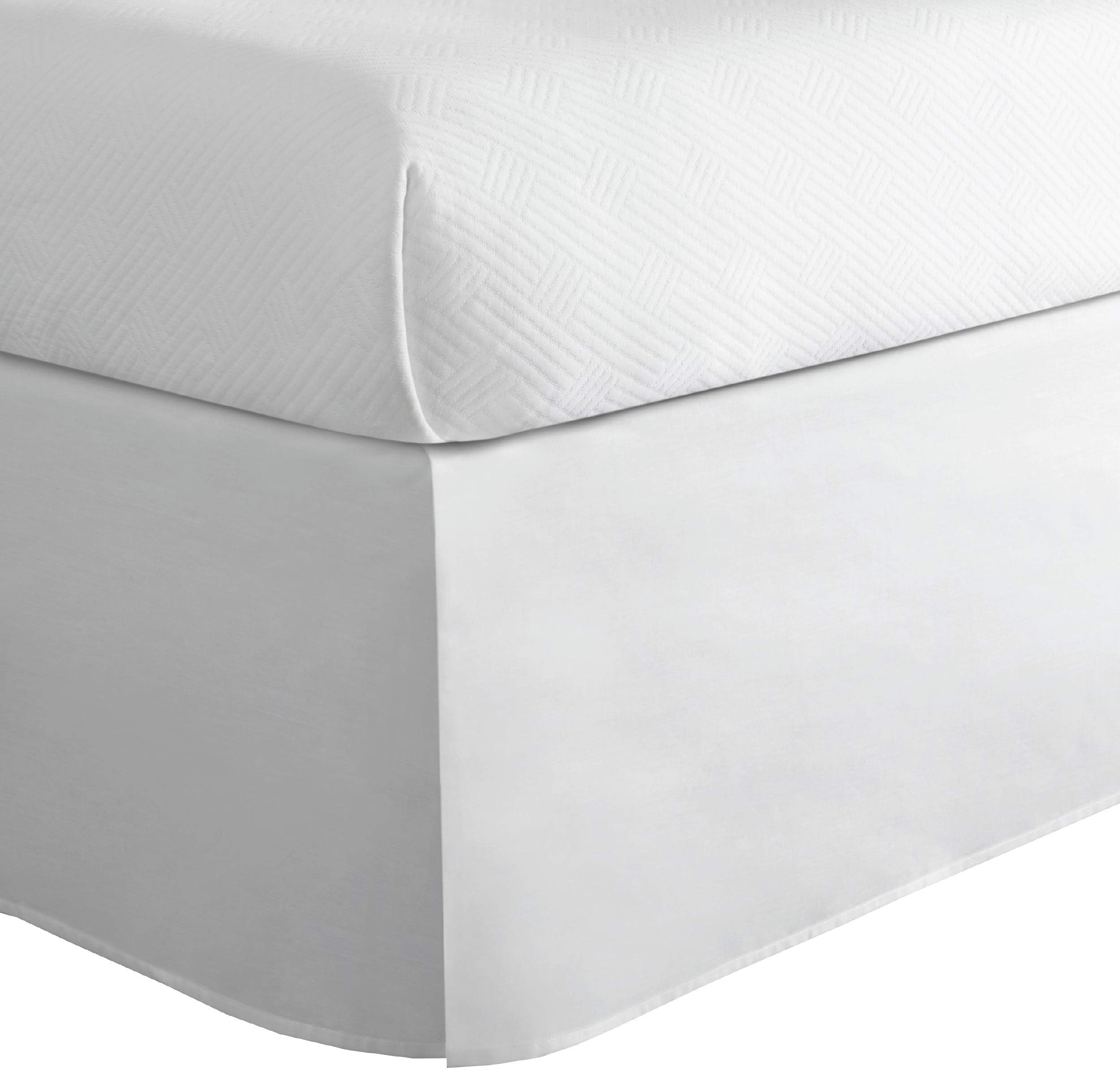 TODAY'S HOME Cotton Blend Bed Skirt Dust Ruffle Classic Tailored Styling 14" Drop King white TOH24914WHIT04