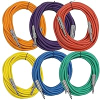 Vista 28 de Seismic Audio SASTSX-10Red-6PK 10 pies TS de 1/4 de pulgada, cable para guitarra, instrumento o parche, color rojo