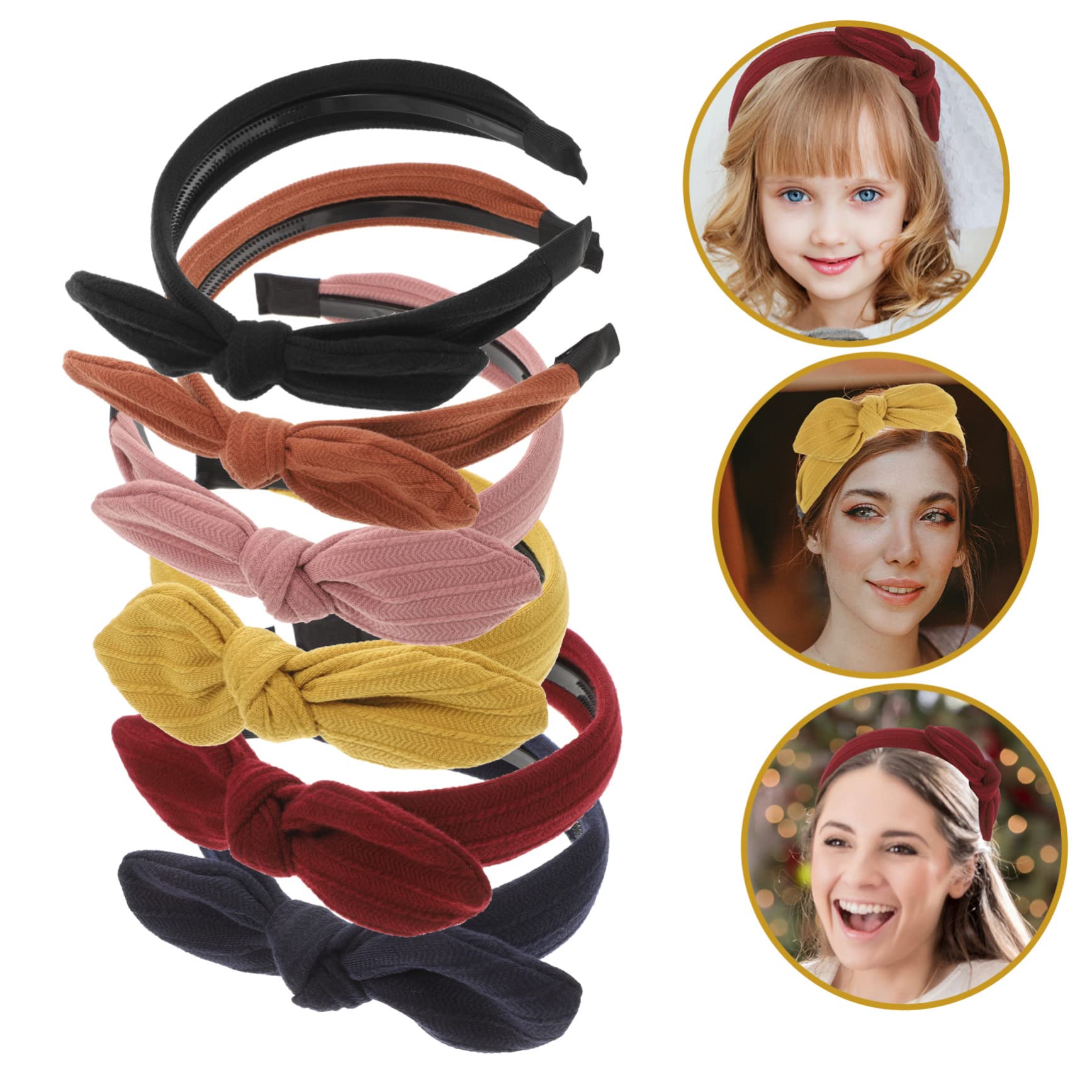 6piezas Diadema Orejas De Conejo Ancha De Moda Para Mujer Diadema Lazo
