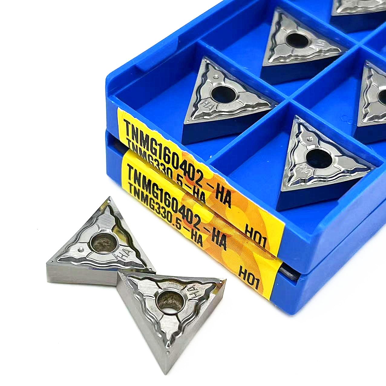 10 pièces CNC plaquettes en carbure d'aluminium TNMG160402 TNMG160404 TNMG160408-HA H01 outil de tournage externe CNC plaquettes en aluminium outil de coupe(TNMG160404-HA H01)