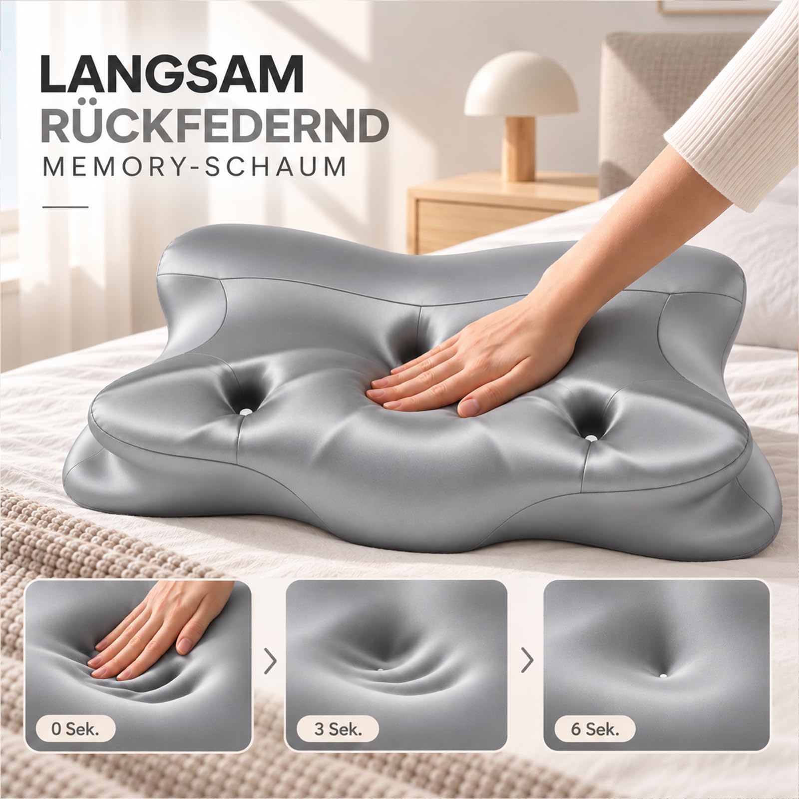 Ergonomisches Schmetterlingskissen aus Memory Foam mit Kühlbezug