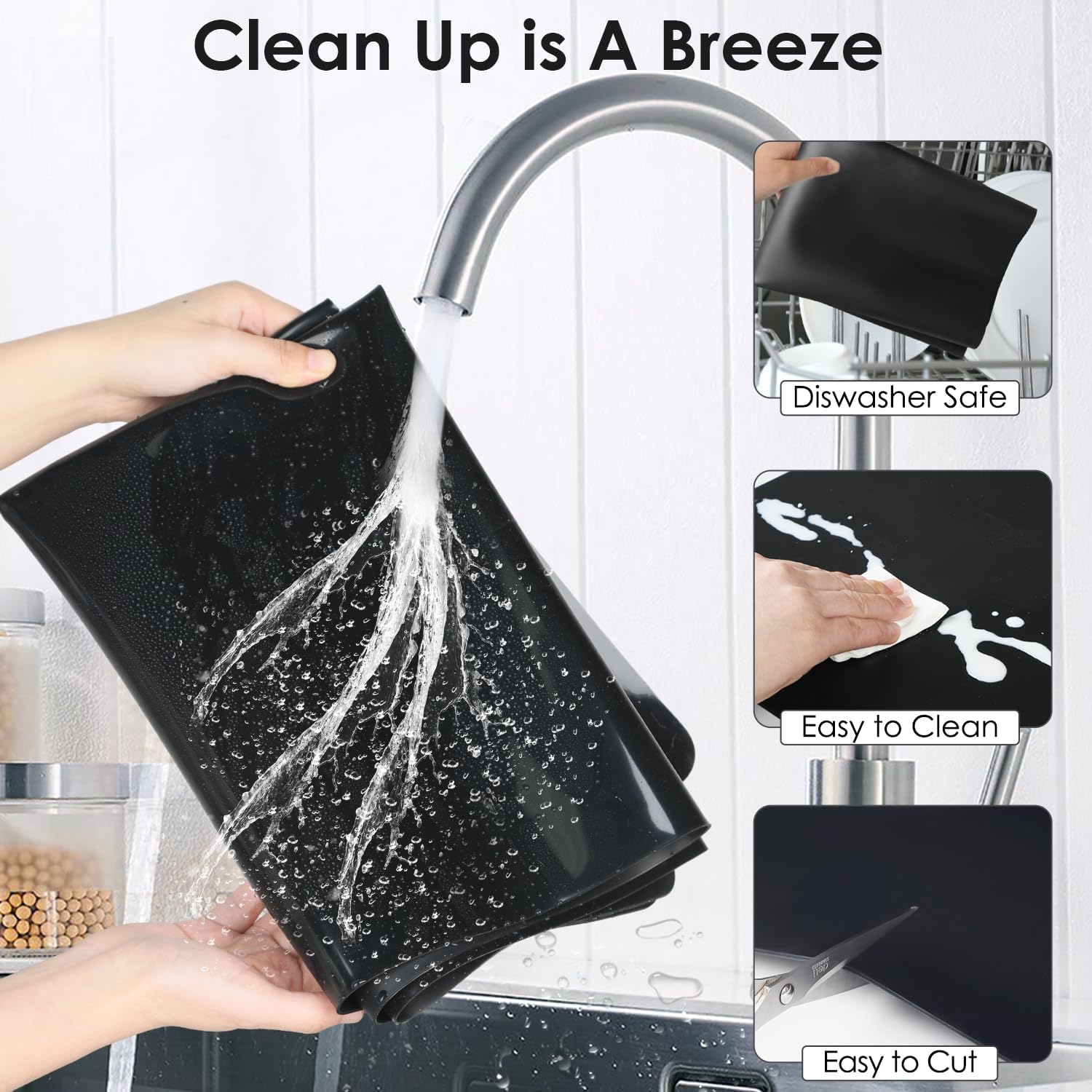 Extra Large Silicone Mat For Kitchen Counter 39.4"x23.6" Silicone Table Mat For Resin Workbench Mat Heat Resistant Mat Coffee BarMat, Black Thick 2MM