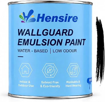 Hensire Black Exterior Wall Paint for Concrete & Masonry, 35oz | Water-Based Low Odor Matte Finish Waterproof Paint for Brick, Cement, Stone & Stucco Walls Outdoor, Fast Drying