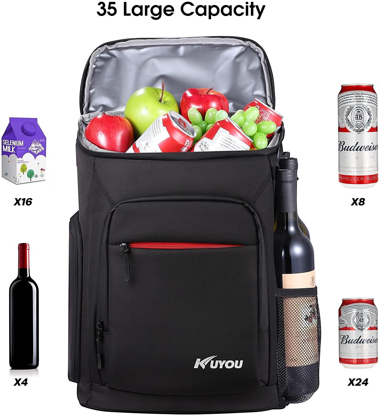 Cooler Backpack 35 Cans Leakproof Insulated Ice Backpack with Picnic Mat Soft Beach Cooler Lightweight Cooling Backpack Bag Pouch for Lunch Picnic Travel Camping Hiking