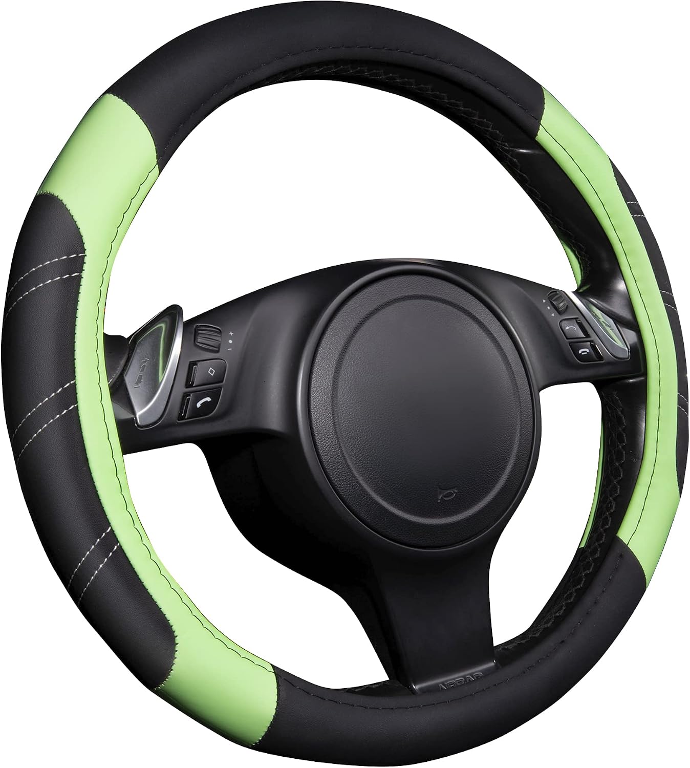 Line Rider Microfiber Leather Sporty Steering Wheel Cover Universal Fits for 95% Truck,SUV,s,14.5-15inch Anti-Slip Safety Comfortable Desgin (Black-Blue) thumbnail