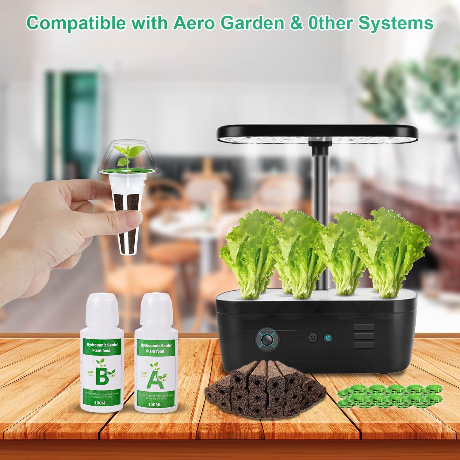 122pcs Seed Pod Kit, Hydroponics Garden Accessories for Aerogarden Growing System, Grow Anything Kit with 30 Grow Sponges, 30 Grow Baskets, 30 Grow Domes, 2 100ml Plant Food
