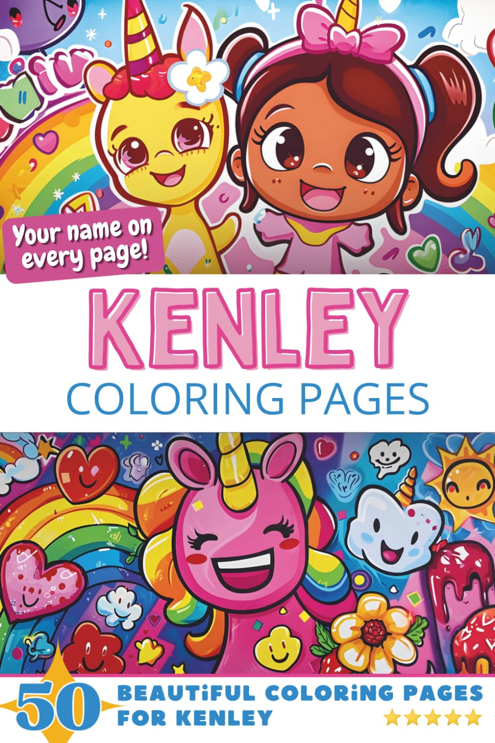 Kenley Coloring Pages: Wow-Effect! Your name on every page - Kenley coloring book - 6x9" - 50x Kenley coloring page - Fantastic Gift
