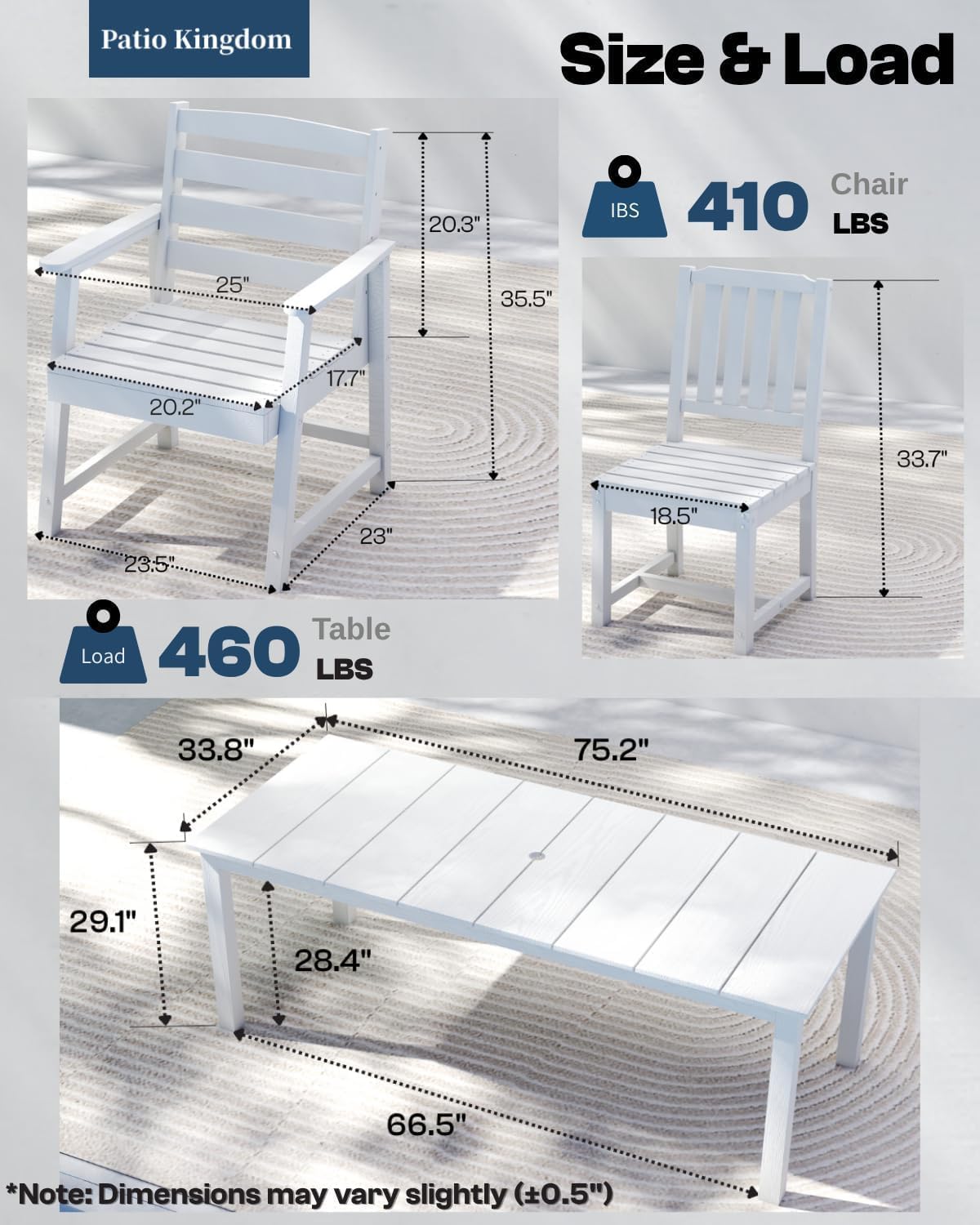 9-Piece Outdoor Dining Set for 8, 75.2" HDPE Table with Umbrella Hole & 8 Chairs, All-Weather Patio Furniture for Lawn, Yard, Deck, or Poolside, Fade & Crack Resistant (White)