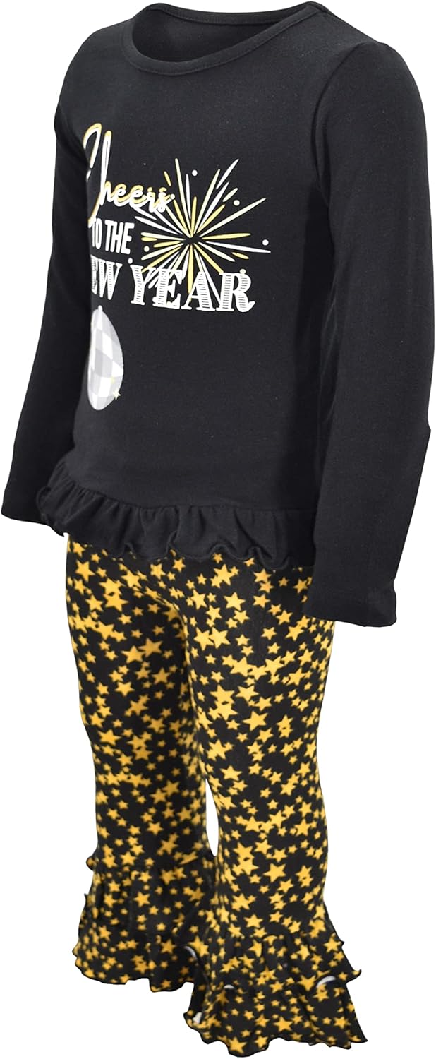Unique Baby 2 Piece Girls Double Ruffle Leggings and Long Sleeve Shirt Clothes Set Kid and Toddler Girl Outfit image 2