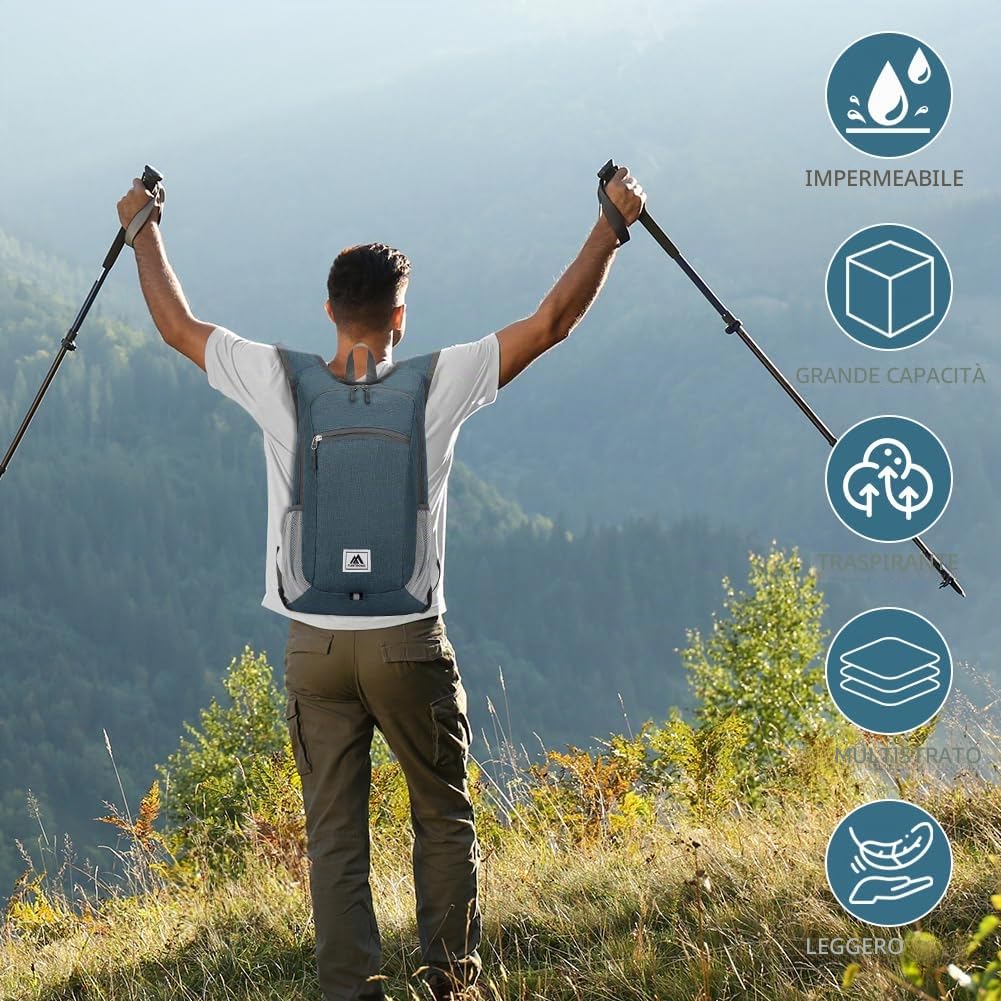 Flintronic Zaino Trekking Pieghevole 16L Ultraleggero Impermeabile per Escursionismo