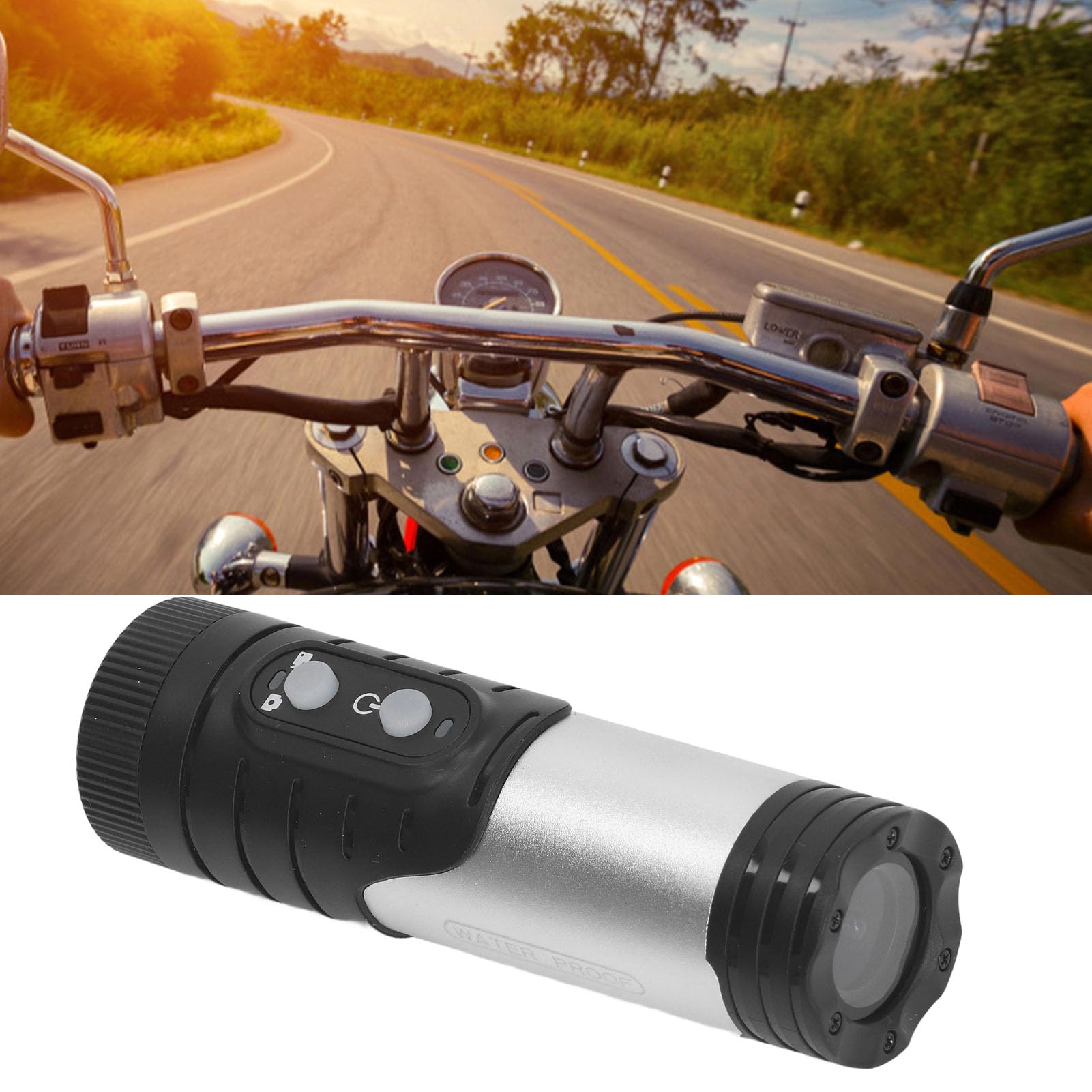 Kamera HD 1080P na Kasku Motocyklowym WiFi Kamera z latarką - Wodoodporna Kamera Sportowa DV do Jazdy na Rowerze na świeżym Powietrzu H68A (SILVER)