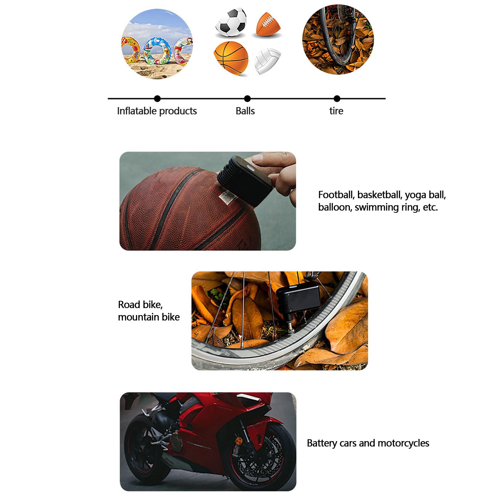 Inflador de Neumáticos para Bicicleta Inflador Eléctrico Portátil Para | Bomba De Aire Para Ruedas para Balones Bicicleta Moto Viaje