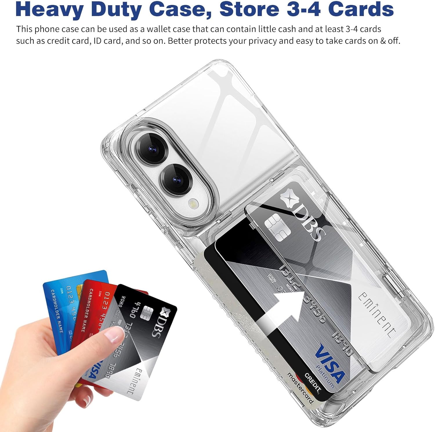 ACANDYA for Samsung Galaxy S25 Edge Case Wallet Clear with Card Holder Protective Shockproof Anti-Scratch Anti-Yellow Heavy Duty Protection Cover for Samsung Galaxy S25 Edge 6.7 inch Transparent - Image 3