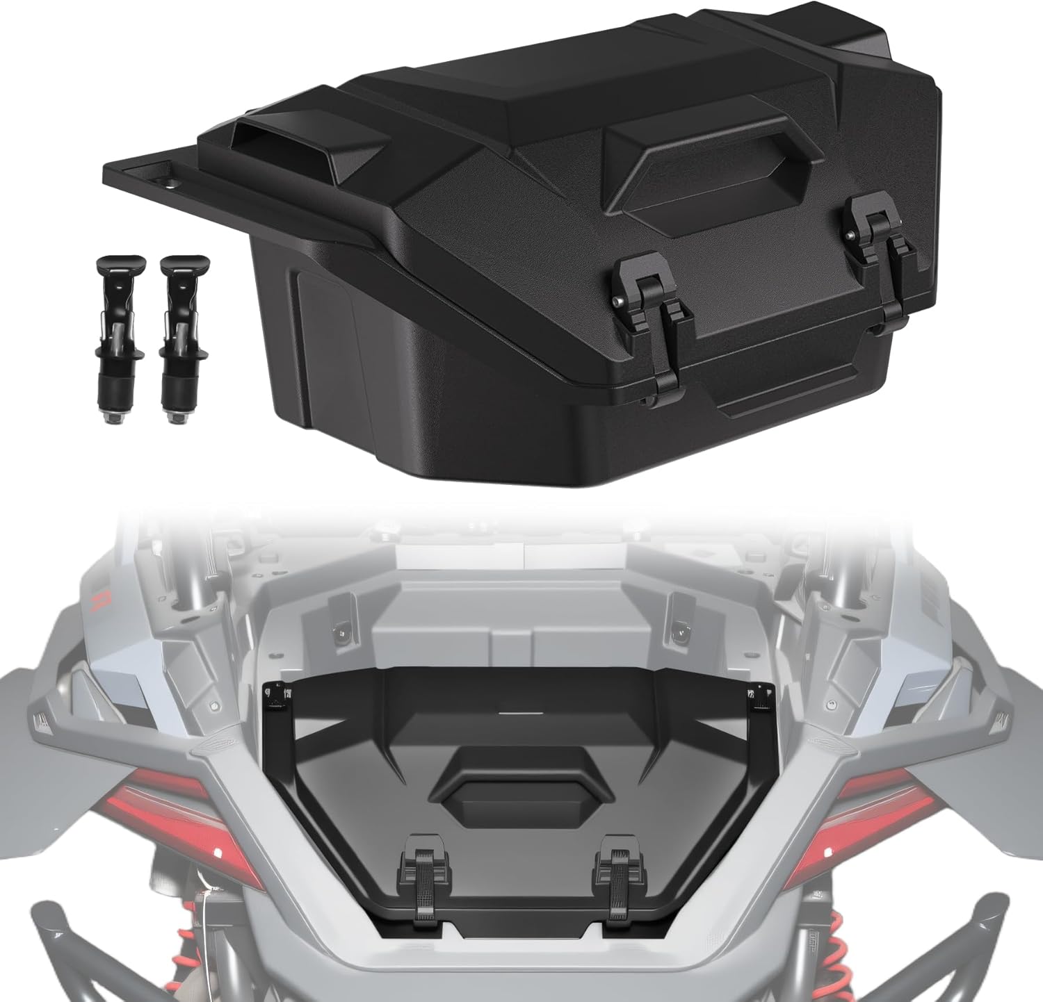 60QT UTV Forward Cargo Box for Polaris RZR Pro R, Water Resistant Large Rear Bed Tool Storage Box W/ 2 Lockable Latches for Polaris RZR Pro R 4 2022-2025 Accessories, Replace OEM #2884235
