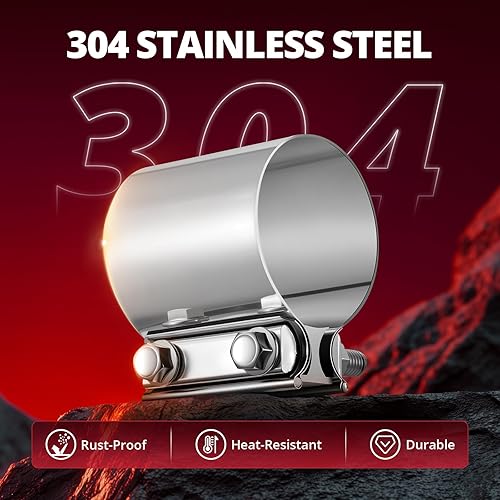 Miniatura 23 de EVIL ENERGY Abrazadera de escape de 2.0 pulgadas, acoplador de manguito de abrazadera de acero inoxidable para tuberías, silenciadores