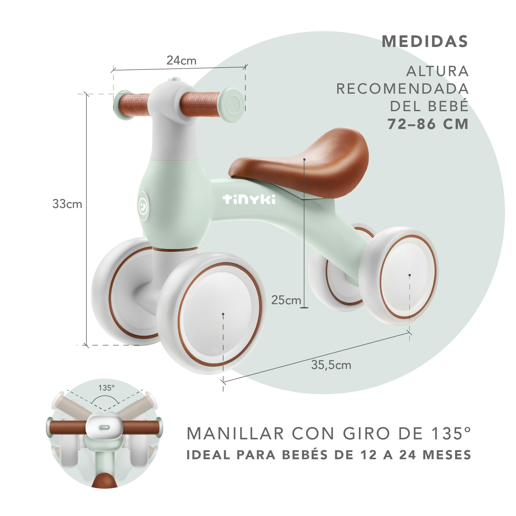 TINYKI Bici Bebe 1 Año a 2 Sin Pedales, Bicicleta Niño 1 Año, de Equilibrio, Correpasillos Ultraligero, Juguetes Niños | Regalos Originales Bebé para Cumpleaños